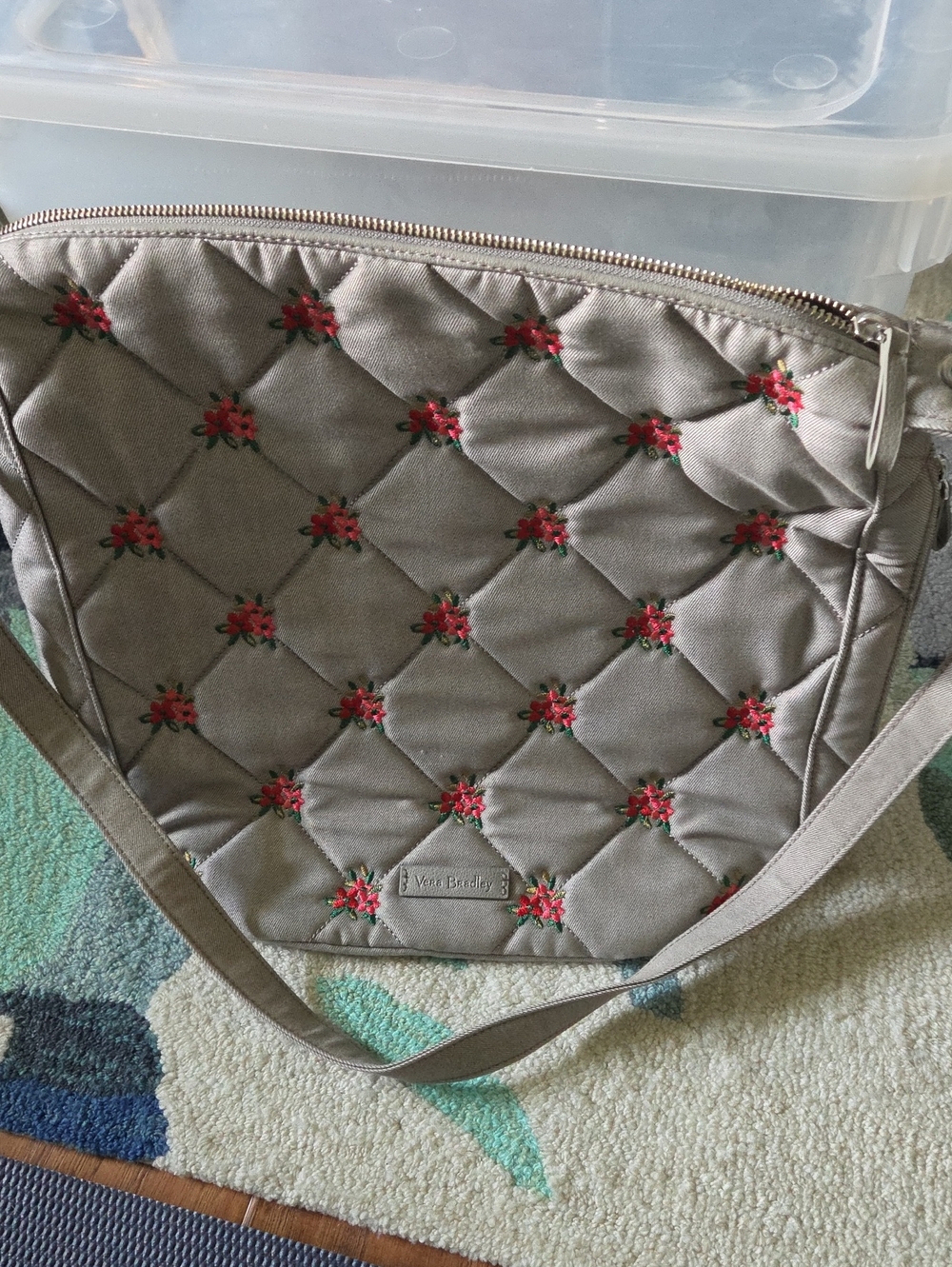 Vera Bradley Carson Hobo Bag Gray W Pink Flowers